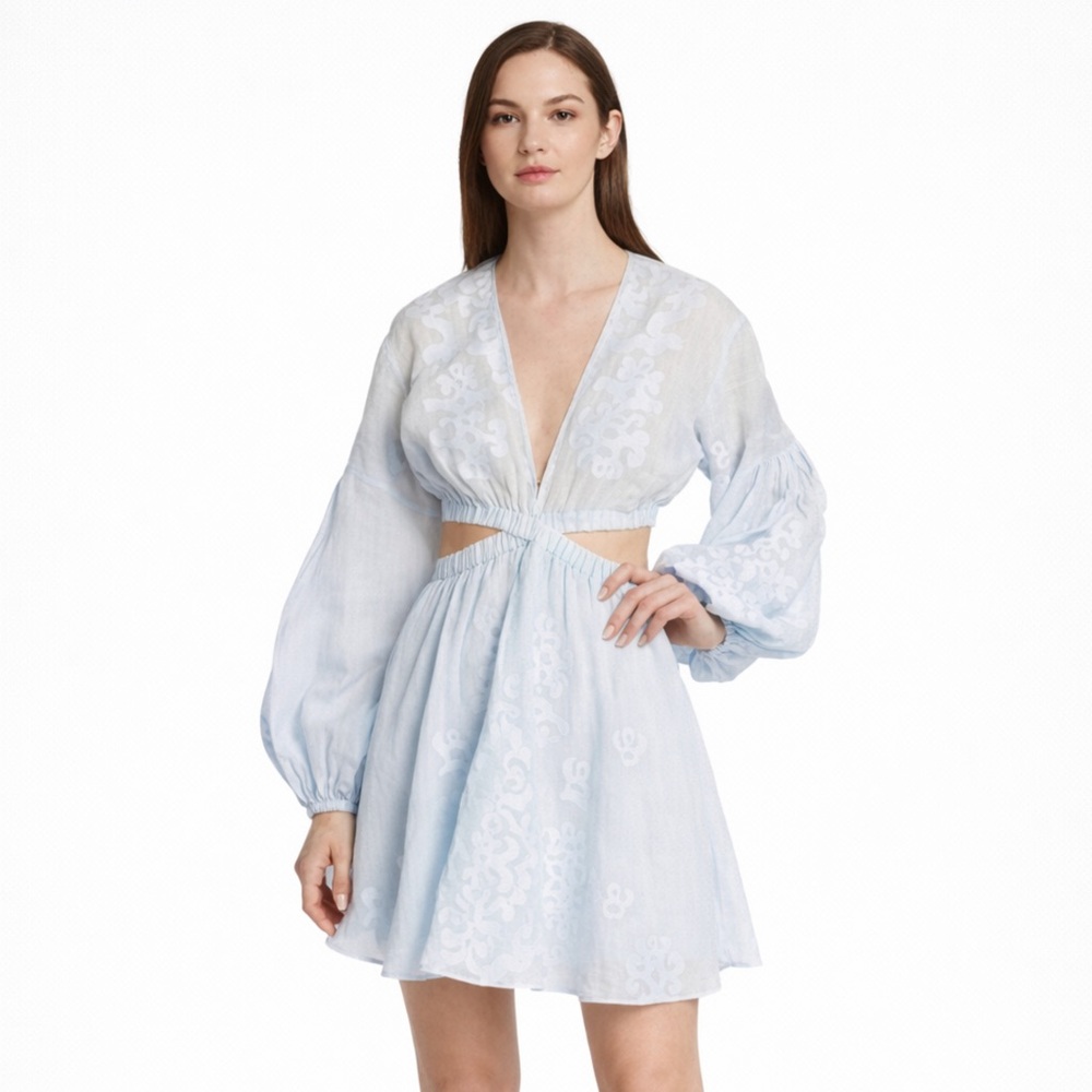A.L.C. Irene Blue Embroidered Mini Dress